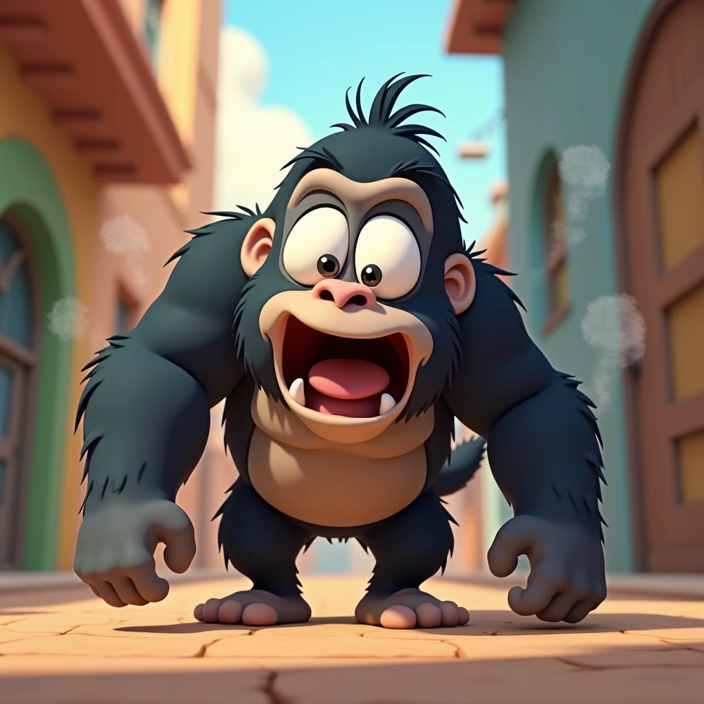 3D Animation、Cartoon、Surprised gorilla、Eyeballs popping out、Tom&Jerry Wind、Left facing