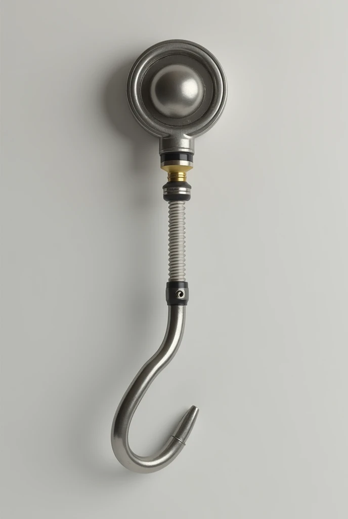 draw an object wich have a shoe horn at one end and a round piece of metal at the other, and they are connected by a hose