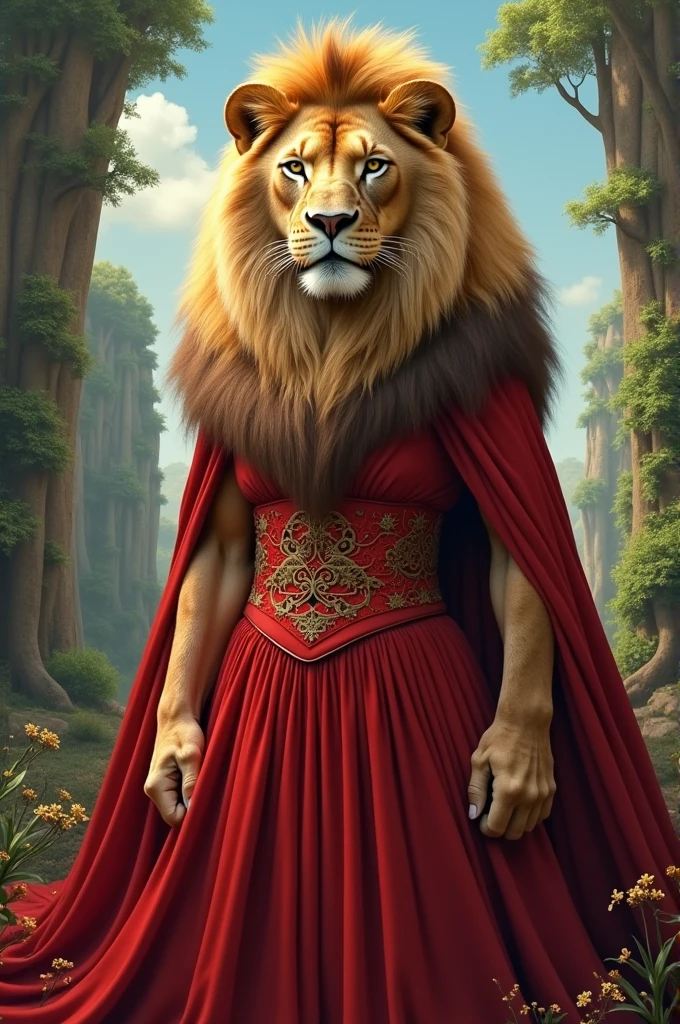 Red drees lion