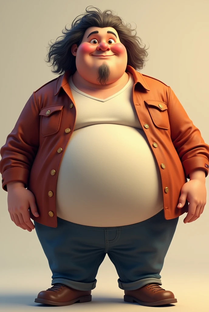 Fat man with long hair