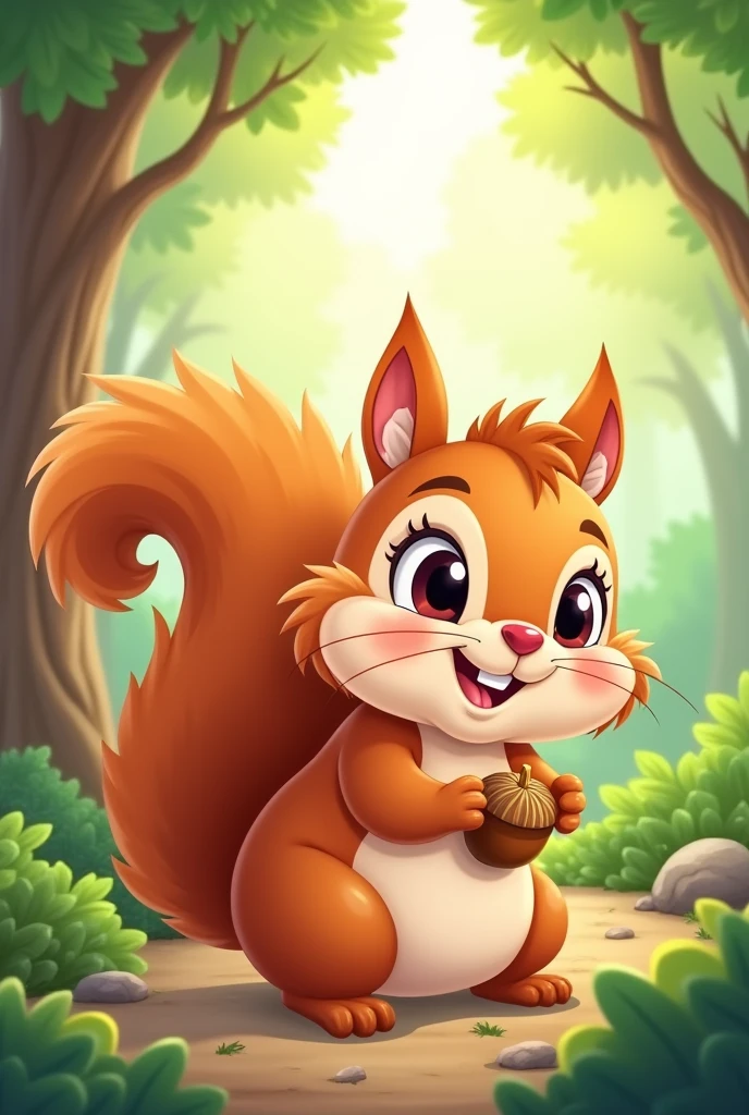 create a small cartoon squirrel