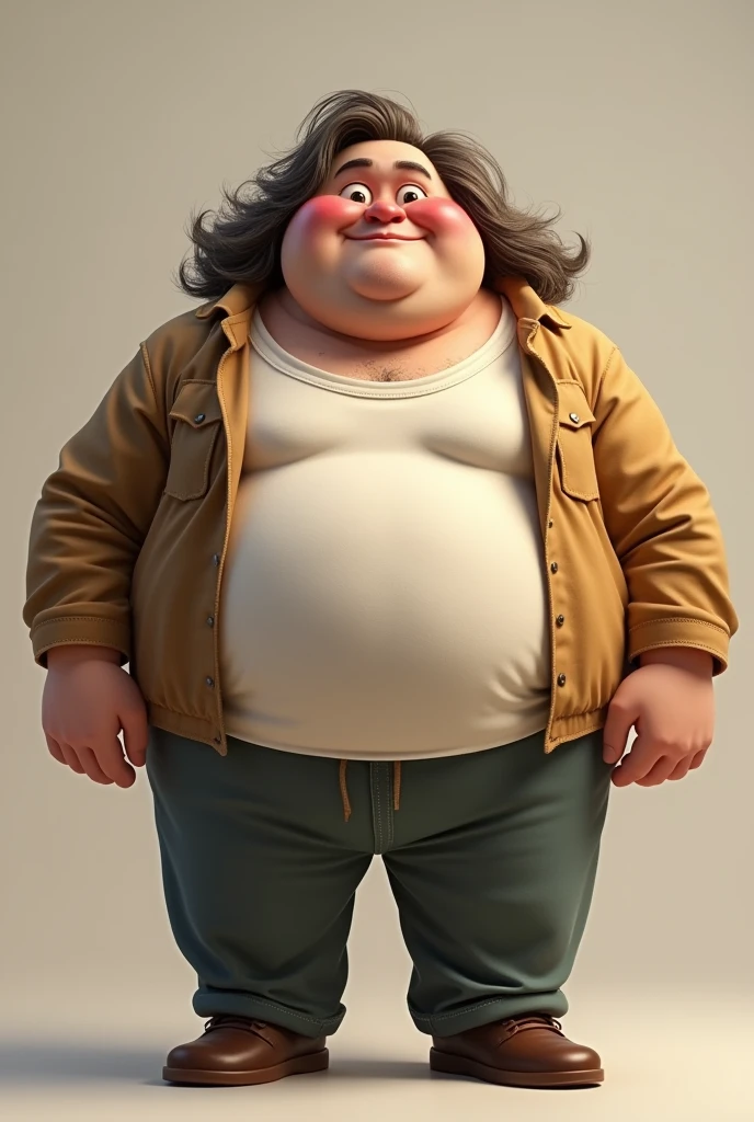 Fat man with long hair