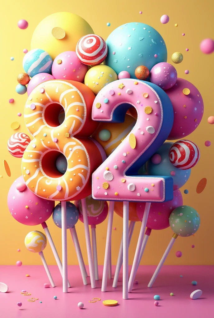 Poster that says happy 82 lollipops