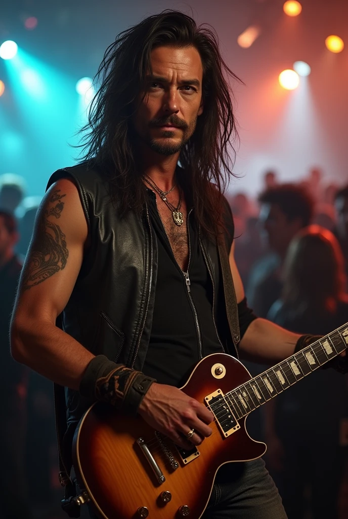 Rocker man with long hair