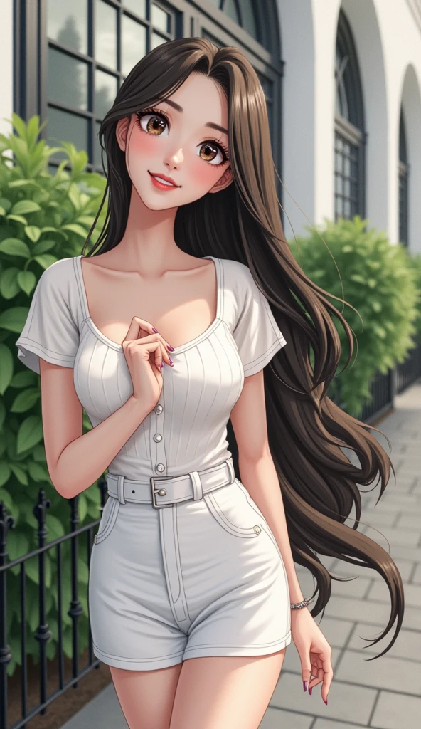This girl is beautiful,Bright eyes,A delicate face,Fair and smooth skin,Warm and charming smile。She has a well-proportioned figure,Dress appropriately and fashionably。In conclusion,She is a stunningly beautiful girl。