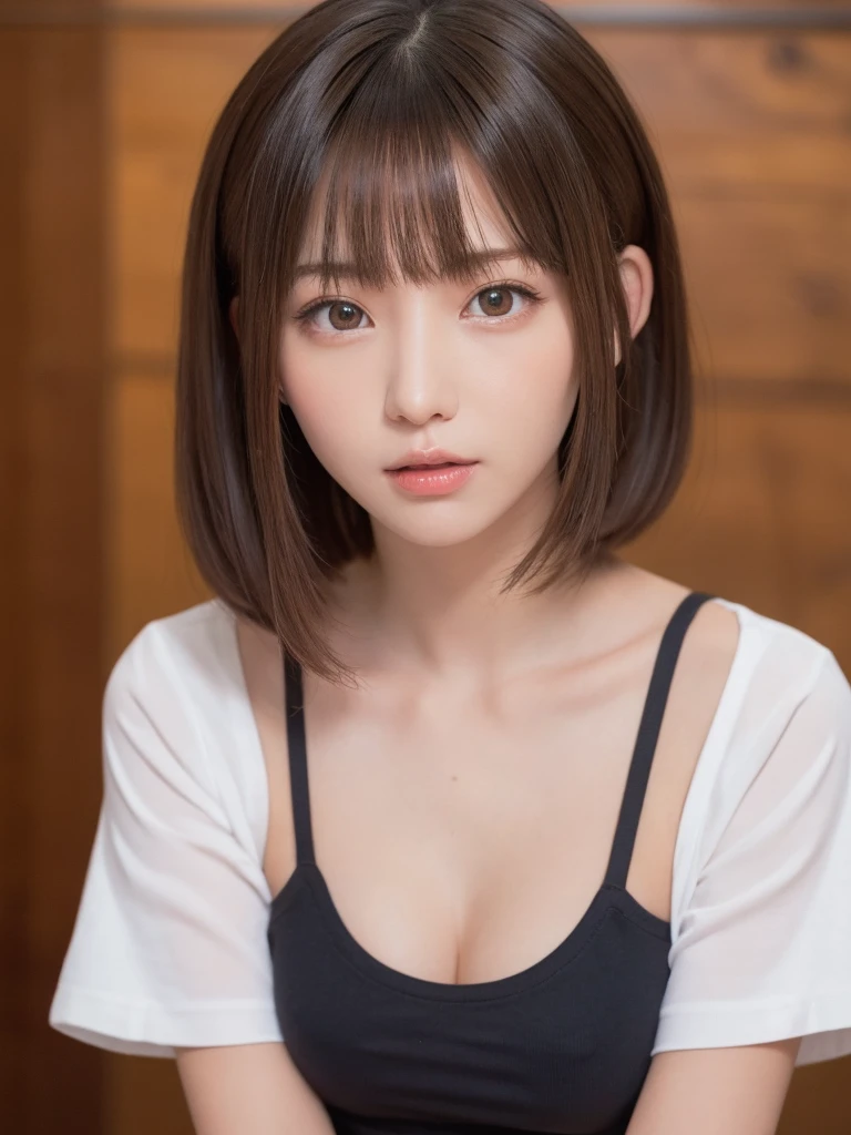 One Girl, (Beautiful girl, Delicate girl:1.3), (:1.3),
break, (Cute clothes:1.3),
break, Very beautiful eyes, (Symmetrical eyes:1.3),
break, (Sunday, Life:1.3), perfectly trimmed fingers,
break, Small breasts, Brown eyes, Parted bangs, Brown Hair,
break, (Eye and facial details:1.0),
break, (masterpiece, Highest quality, Super detailed, Detailed face, 8k)
break,Bun Hair,全身ショット
break,mini skirt