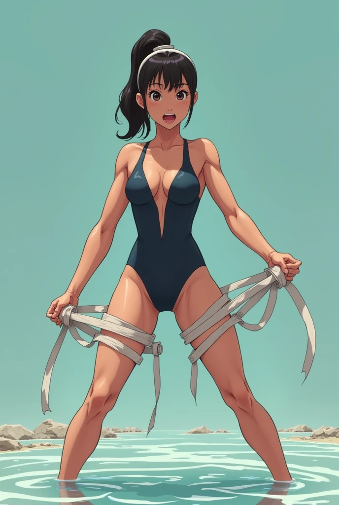 Competitive swimsuit, forced splits,
restraint,anime