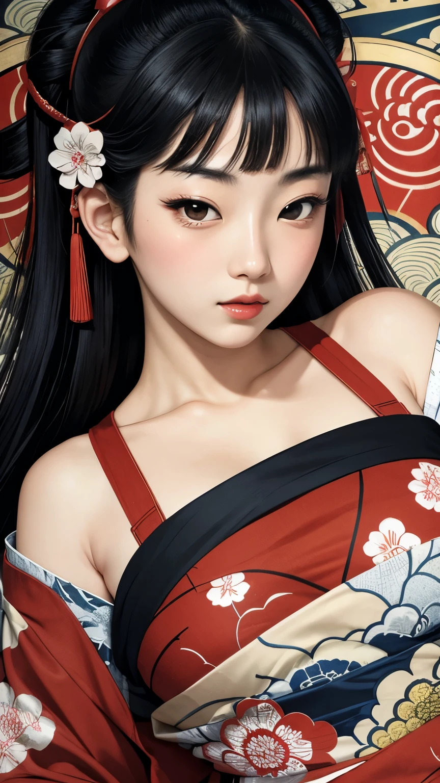 masterpiece, best quality, 1 Girl, Ukiyoe,
