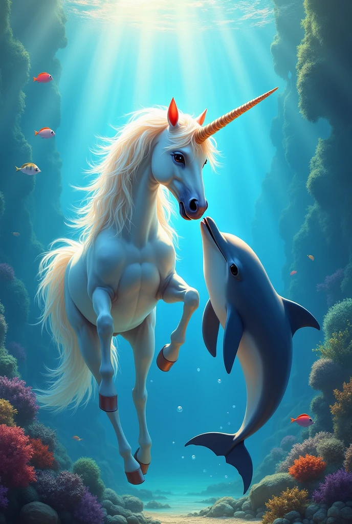 Make me a unicorn with the dolphin