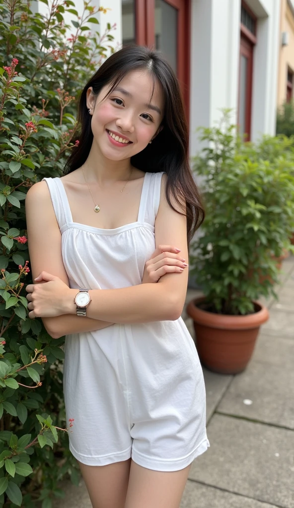 Beautiful girl, with bright eyes, delicate face, smooth white skin, and warm and charming smile. Her body is well-proportioned and dressed politely and fashion. In short, she is a warm and beautiful girl.