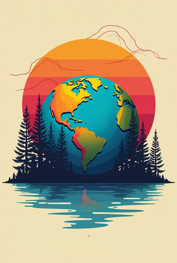 Logo inspired by the 70s, 80s and 90s environmental decade with the colored plates of the three decades