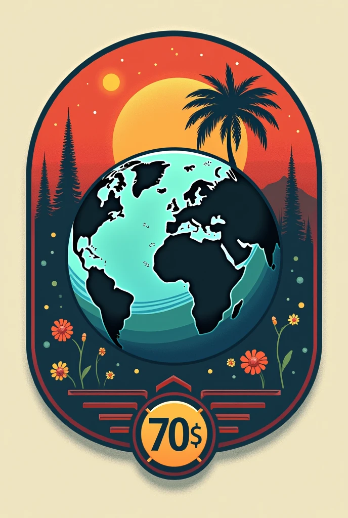 Logo inspired by the 70s, 80s and 90s environmental decade with the colored plates of the three decades