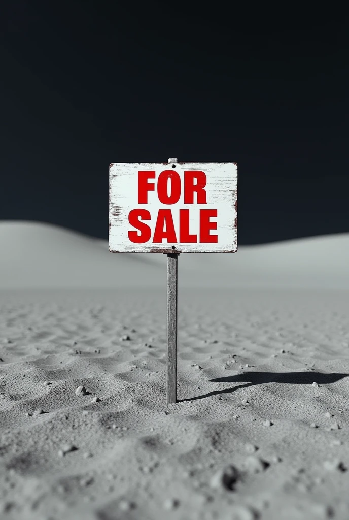 A lot that is for sale on the moon with the for sale sign