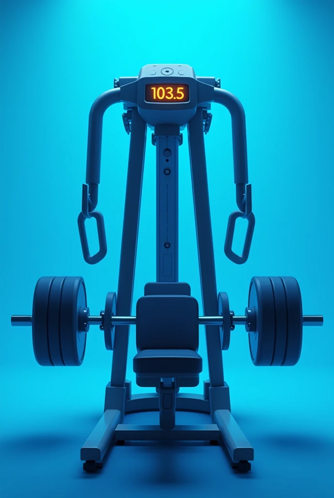 Weight machine showing weight 103 . 5 kg with blue background 
