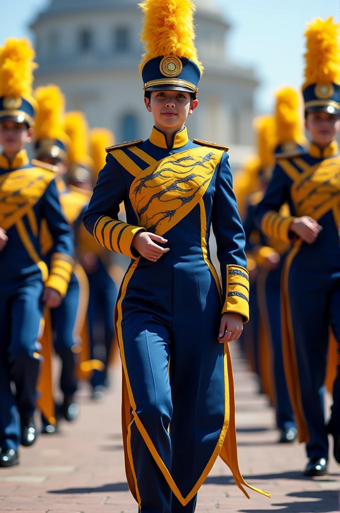 Marching band march white clothes side marching drum adult