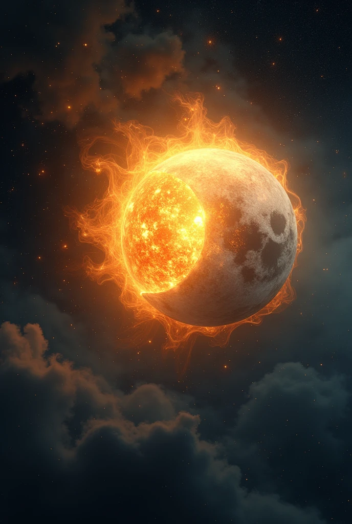 Sun hugging the Moon 

