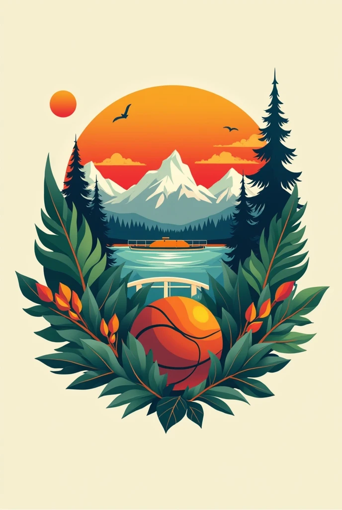 Logo inspired by the 70s, 80s and 90s and environmental and sports themes with the colored plates of the three decades