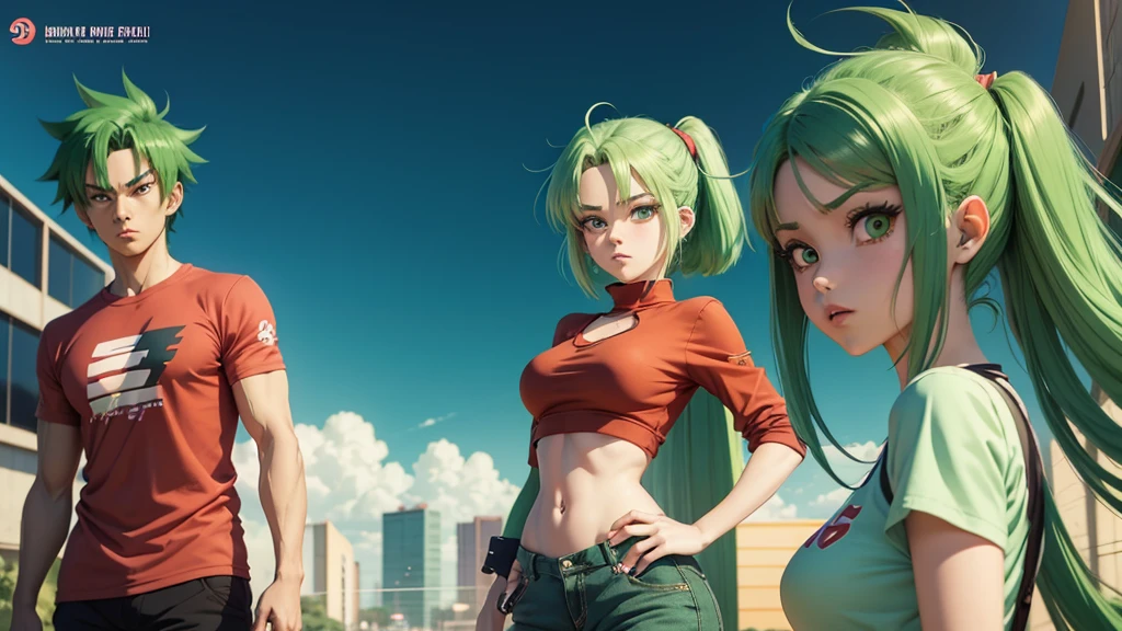 a cartoon girl with green hair and a red shirt, 2 d anime style, anime vibes, anime style illustration, anime style, anime styled, 9 0 s anime art style, 90s anime style, 9 0 s anime style, anime style artwork, flat anime style, anime art style, anime style 4 k, anime style art, anime style character