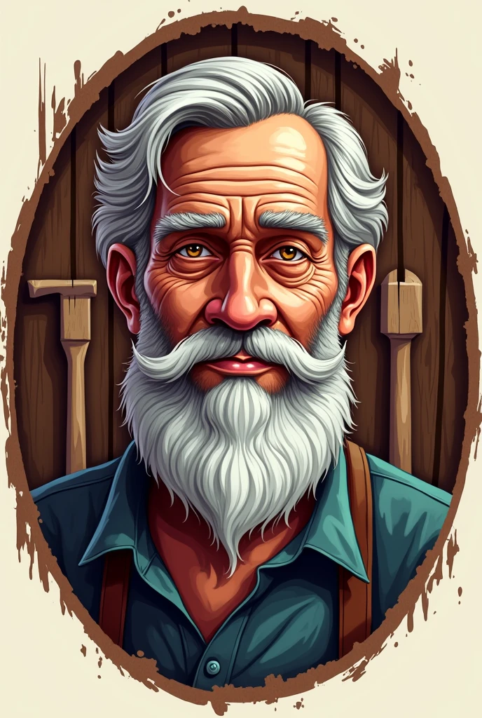 EYE-CATCHING LOGO FOR A CARPENTRY SHOP WHERE AN OLD MAN APPEARS AS THE BOSS WITH THE NAME CARPINTERIA MARQUEZ