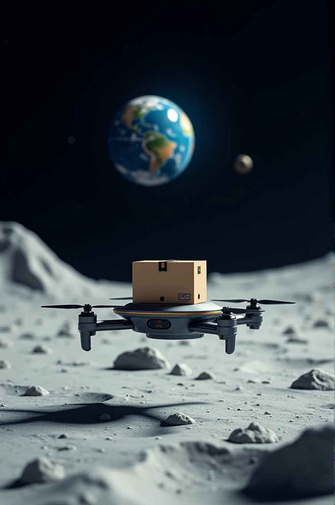 Shopee order arriving on a drone on the moon