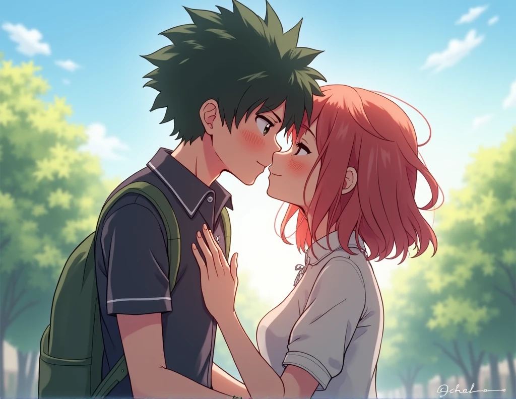 ochako kissing deku