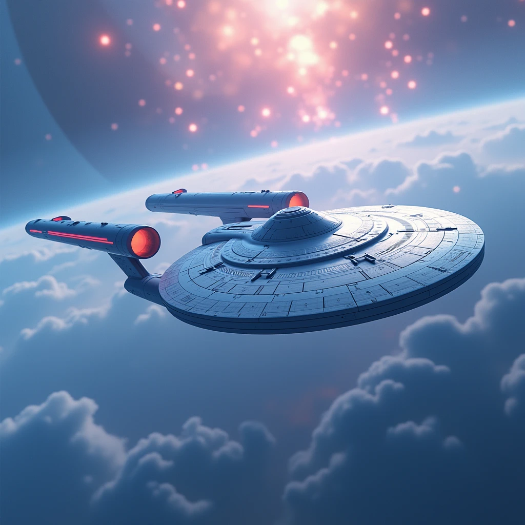 a close up of a เซนต์ar trek ship in the sky, ยูเอสเอส เอ็นเตอร์ไพรส์, เซนต์arship enterprise, the เซนต์arship enterprise, from เซนต์ar trek 2021, ออร์วิลล์, from เซนต์ar trek, เซนต์ar trek setting, เซนต์arship in background, small เซนต์arship near, เซนต์ทีเอ็นจี, เซนต์ : ทีเอ็นจี, in the เซนต์yle เซนต์ar trek 8 k, ทีเอ็นจี, futuriเซนต์ic เซนต์arship, การค้นพบ,สีขาวปนฟ้า