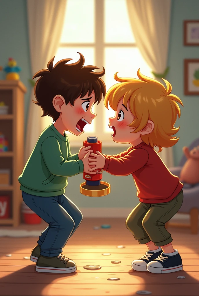 They fight over a toy