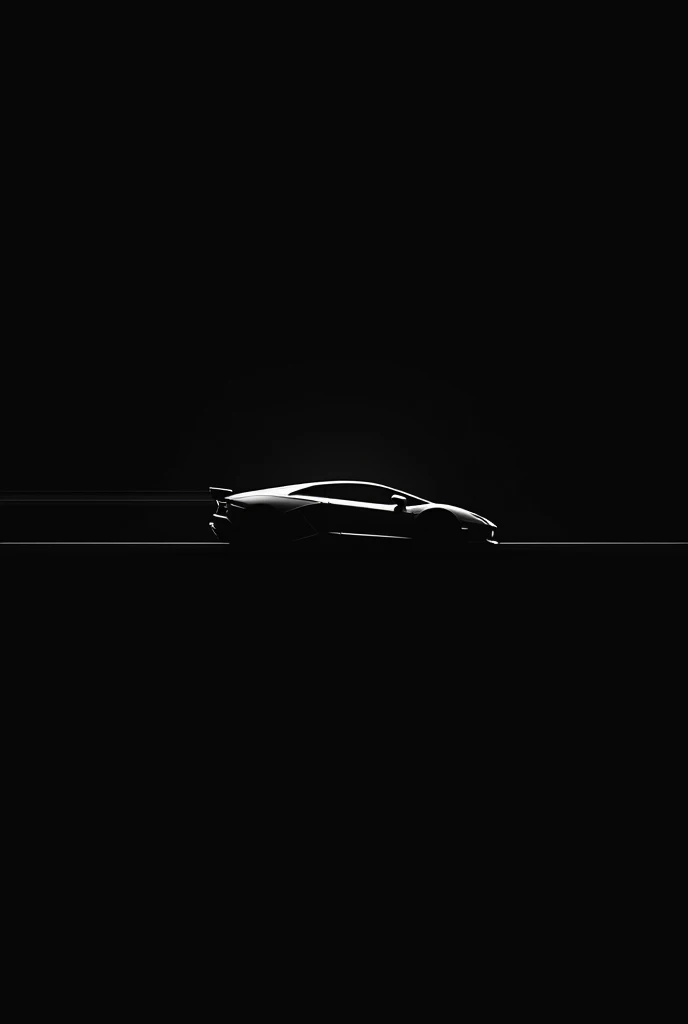 Draw a 2D image. with black background. That says at the top “coming soon…”. And below the text there is the silhouette of a sports car. Minimalist style