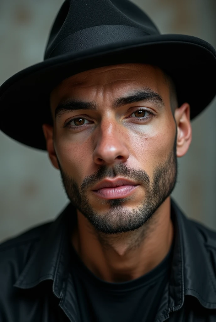 there is a man wearing a hat and a black shirt, Serpentina do Twitch / gamer ludwig, very high quality face, portrait photo profile photo, very low quality image, beautiful face, high-quality portrait, profile picture with headshot, high quality face, he is wearing a hat, aykut aydogdu, low quality photograph, inspired by Ion Andreescu