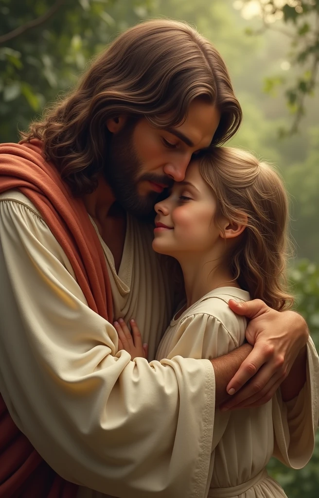 Jesus Christ hugging a girl