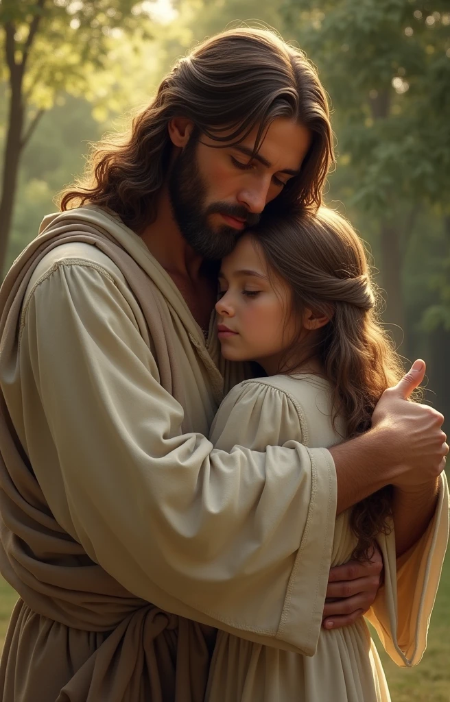 Jesus Christ hugging a girl