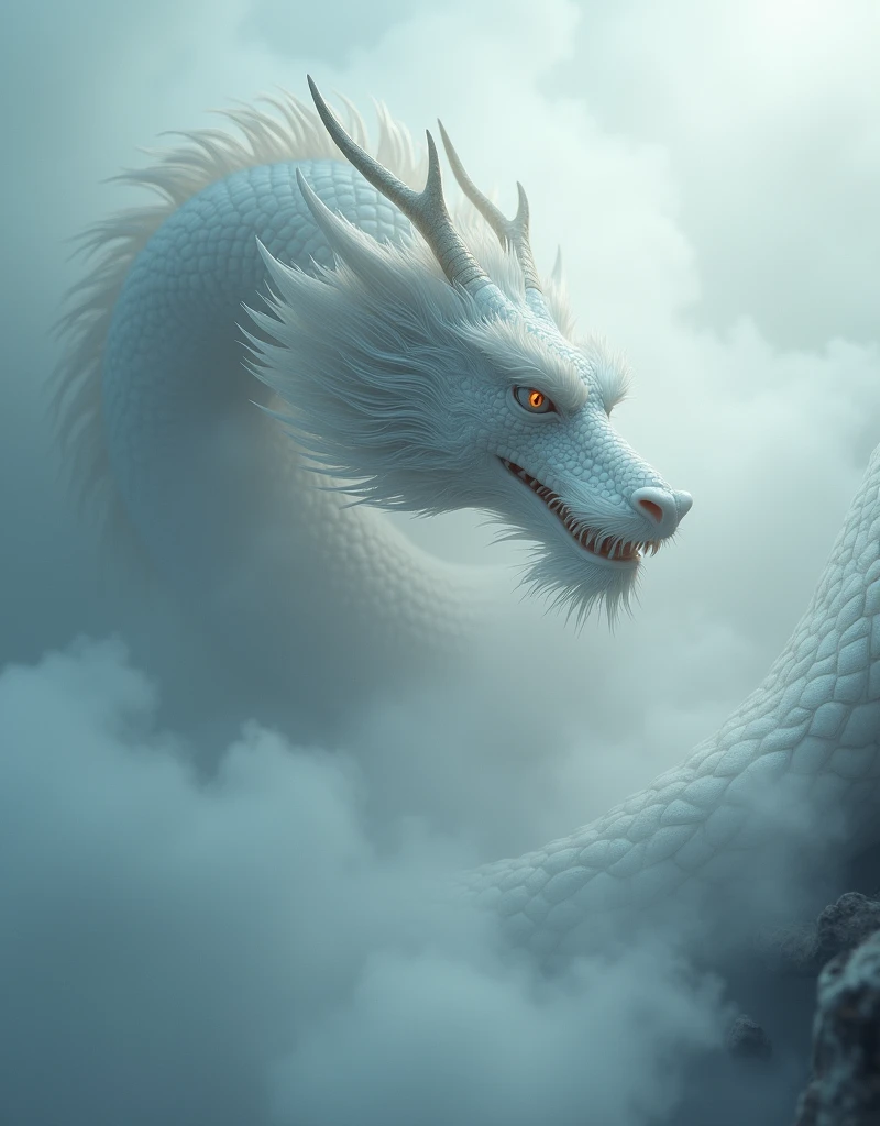 White Dragon with blue eyes 