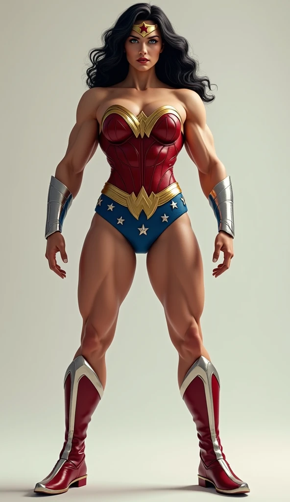 ((Full body photo, standing, feet on the ground)) Wonder woman, full body, muscle.