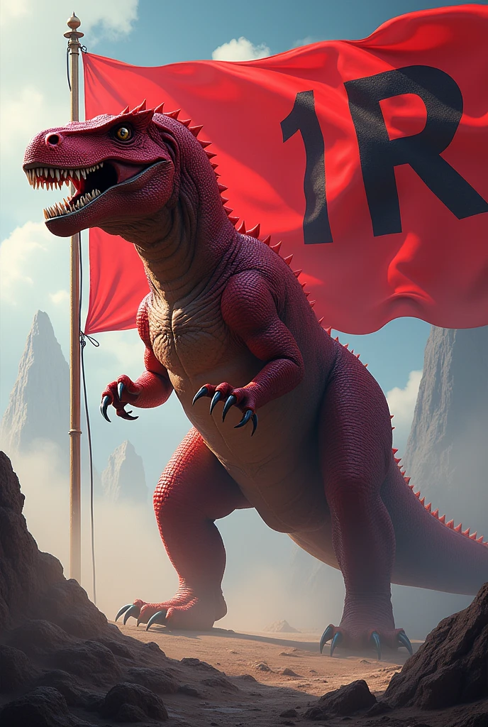 Animagus drawing of the rex with a red flag that says R 1 C
