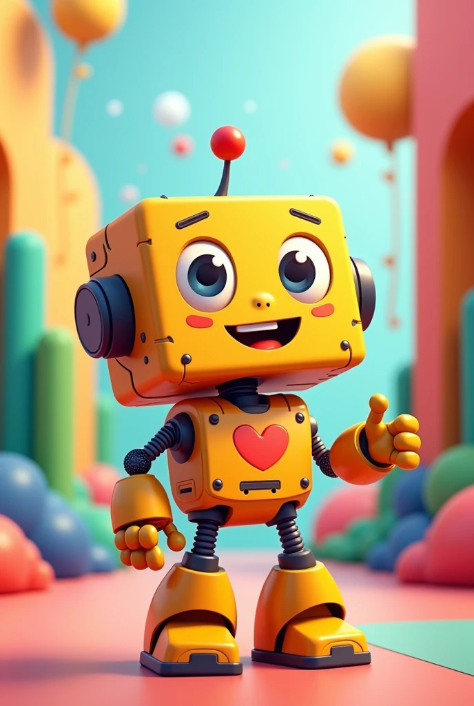 create a happy cartoon square robot