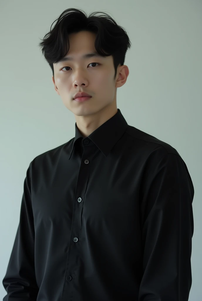 A white man wearing a black shirt , Official product pictures, Bad Ulzzang, long-sleeved shirts, Inspiration from Zhang Han, Inspired by Jeon Seok Lee, long-sleeved shirt, Chai Sukun, 