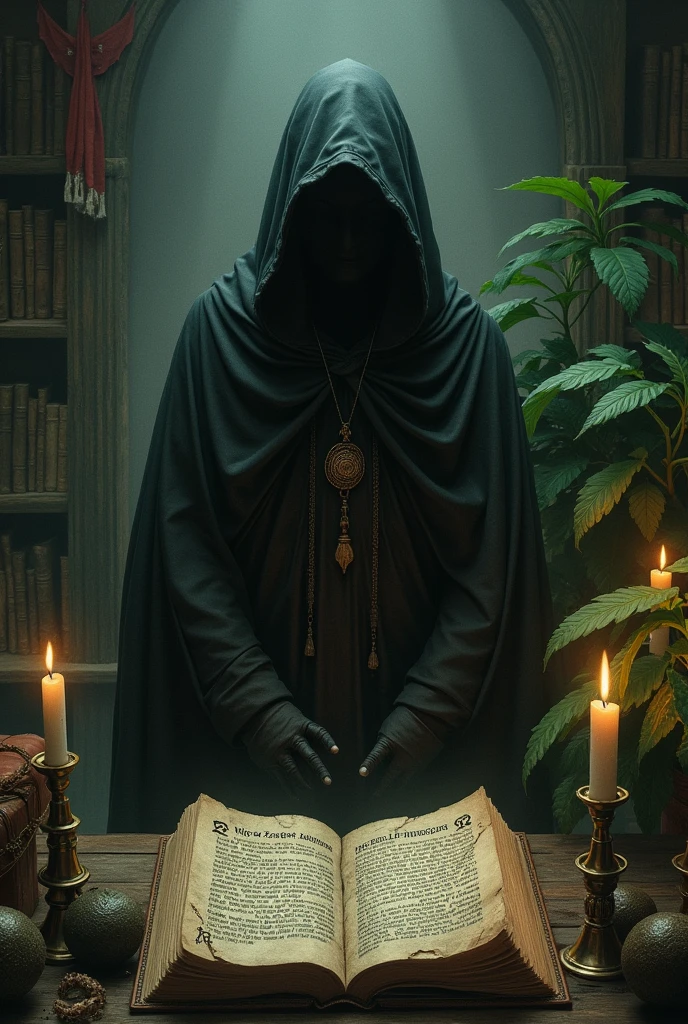 Make a picture related to the witch's book, coca, Politics and the Demon by German Castro Caycedo