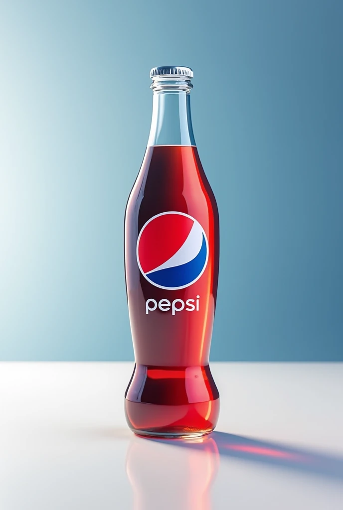 Create a glass bottle with the Pepsi logo in 3D
