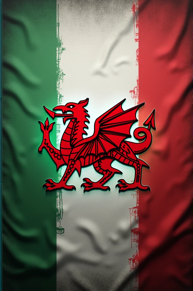 Flag based on the country of Wales with the colors of Italy and Venezuelan symbols