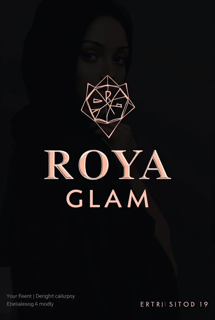 Create a logo for "Roya Glam," a modeling agency specializing in AI models. The design should prominently feature the company name and blend elements representing both human and AI models. Incorporate sleek, modern aesthetics that reflect sophistication and innovation. Consider using abstract or geometric shapes to symbolize the fusion of human beauty and advanced technology, with a color palette that exudes elegance and futuristic vibes. The logo should be a cohesive graphic representation, integrating the name and imagery to capture the essence of cutting-edge fashion and the seamless integration of AI in the modeling industry.