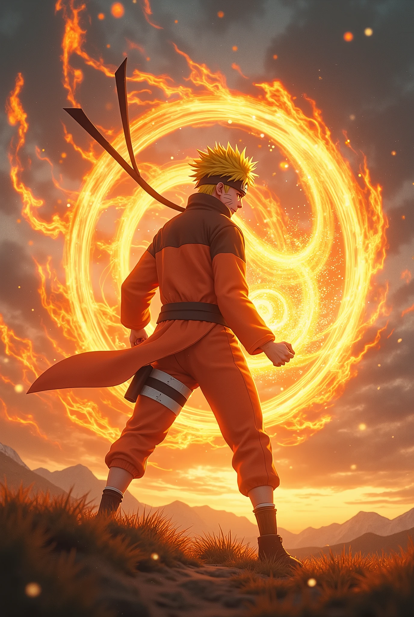 naruto with kurama mode rasen shuriken 