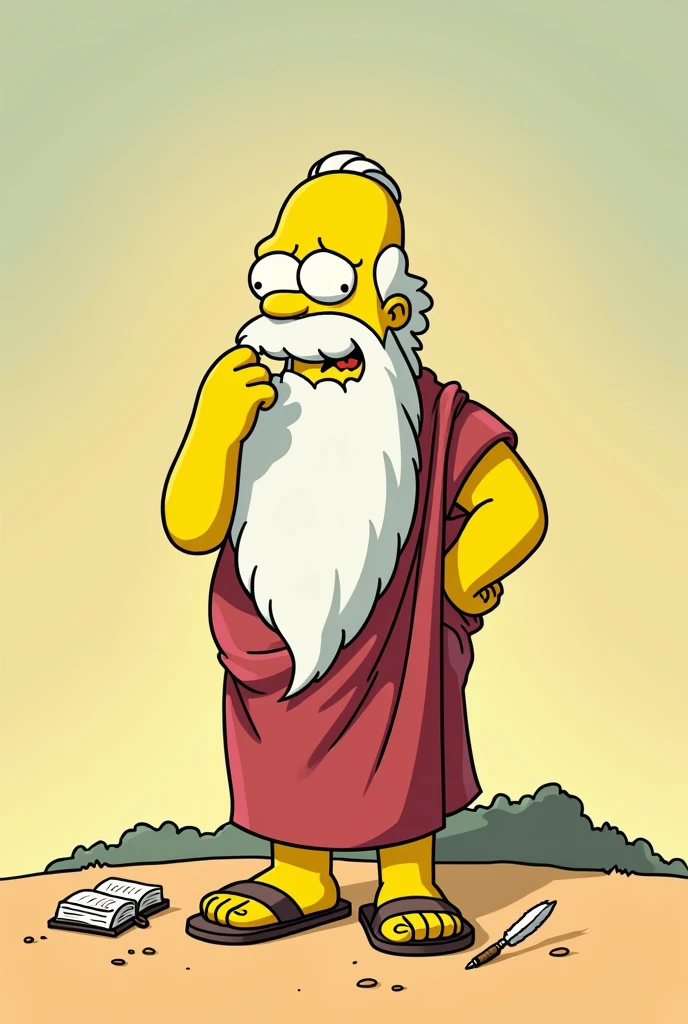 Give me an image of the philosopher Aristotle but in Simpson style drawing
