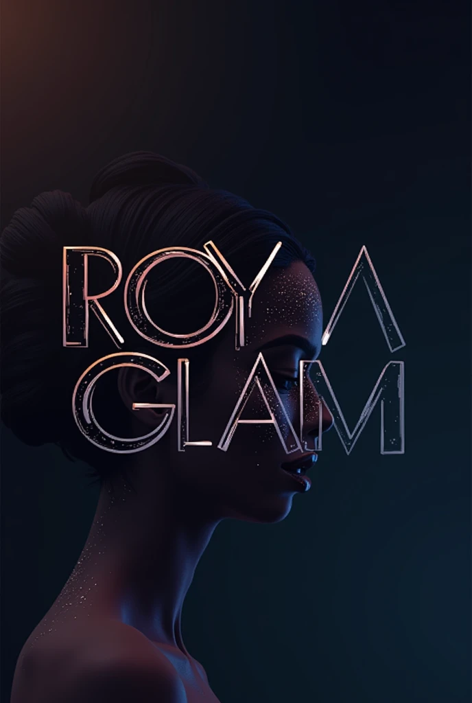 Create a logo for "Roya Glam," a modeling agency specializing in AI models. The design should prominently feature the company name and blend elements representing both human and AI models. Incorporate sleek, modern aesthetics that reflect sophistication and innovation. Consider using abstract or geometric shapes to symbolize the fusion of human beauty and advanced technology, with a color palette that exudes elegance and futuristic vibes. The logo should be a cohesive graphic representation, integrating the name and imagery to capture the essence of cutting-edge fashion and the seamless integration of AI in the modeling industry.