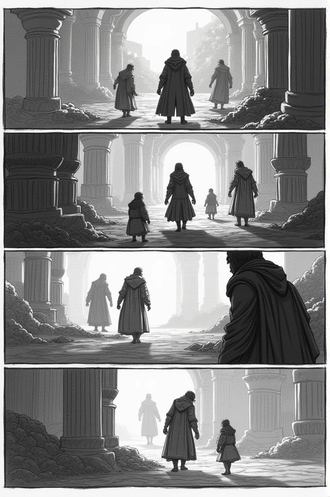 Create a storyboard in drawing with 6 images