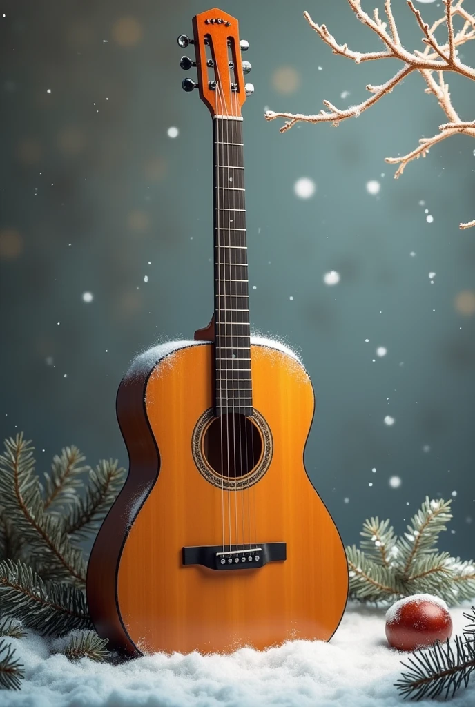 An acoustic guitar corresponding to the month of January