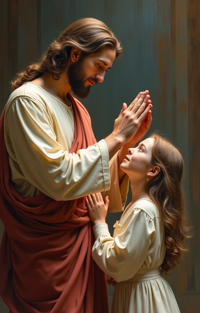 Jesus Christ giving blessing to a girl