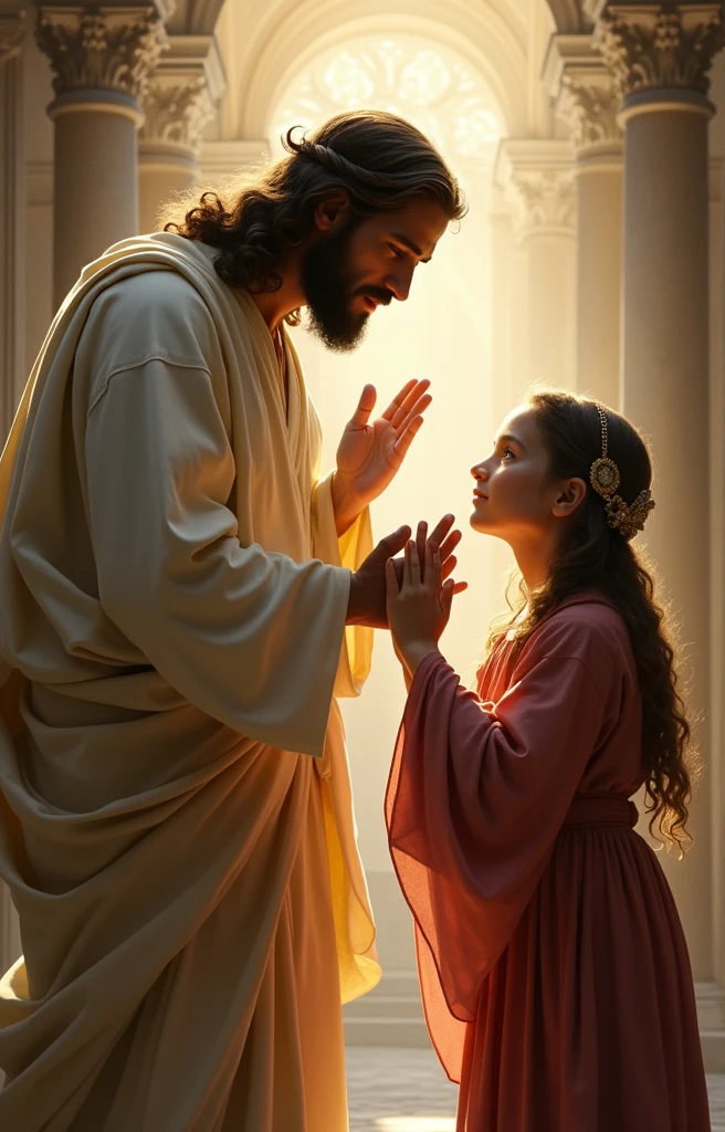 Jesus Christ giving blessing to a girl