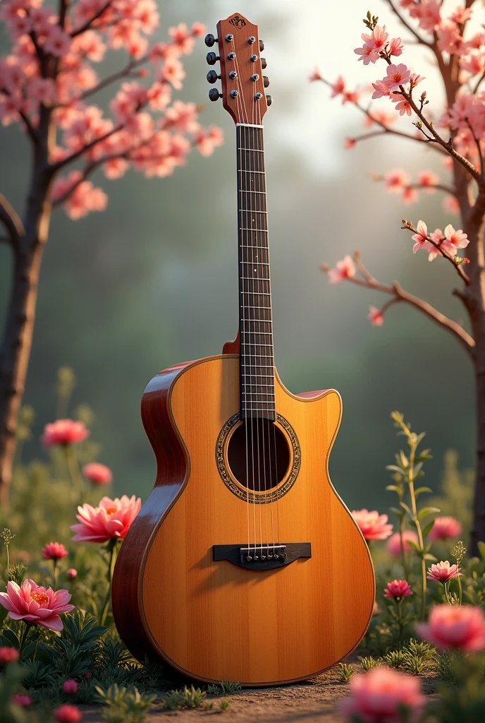 An acoustic guitar corresponding to the month of March 