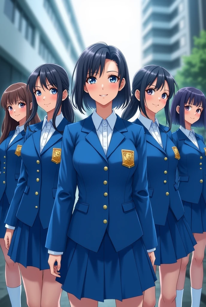 girls in blue uniform