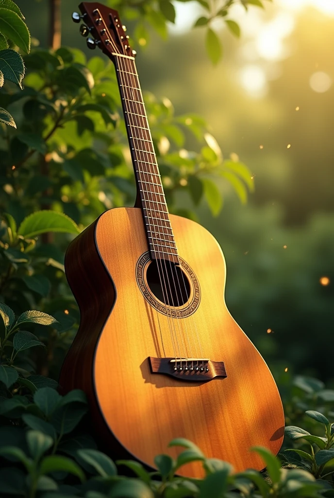 An acoustic guitar corresponding to the month of August